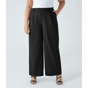 Halara Black High Waisted Side Pocket Straight Leg Work Pants Size XL Petite EUC
